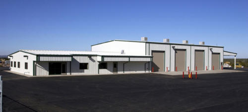 Steel building office with warehouse.